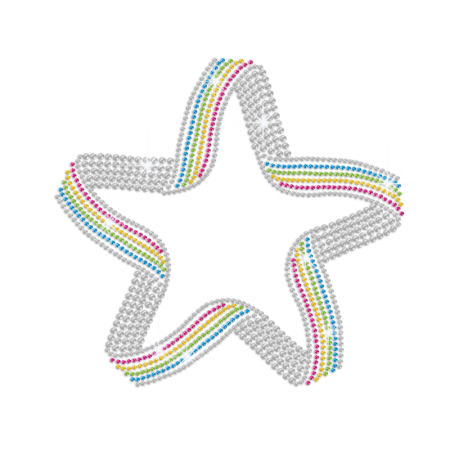 Bling Rainbow Star Iron-on Rhinestone Transfer