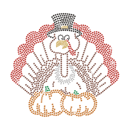 Turkey Combined with Pumpkin Rhinestone Iron-on Transfer