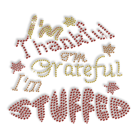 Best Sparkling Words Used on Thanksgiving Day Diamante Iron on Transfer Design