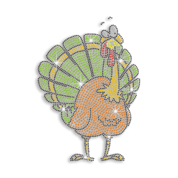 Funny Thanksgiving Turkey Design Iron-on Rhinestone Transfer