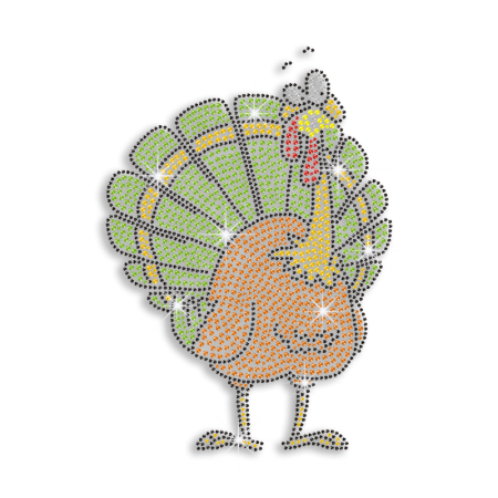 Funny Thanksgiving Turkey Design Iron-on Rhinestone Transfer