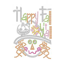 Colorful Happy Fall Yall Iron-on Rhinestone Transfer