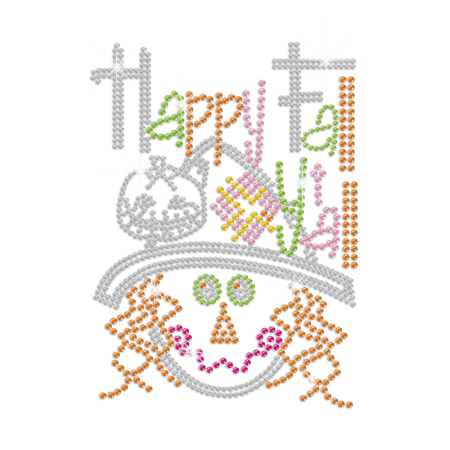 Colorful Happy Fall Yall Iron-on Rhinestone Transfer