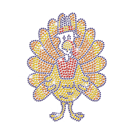 Sparkling Thanksgiving Turkey Iron on Rhinestone Transfer