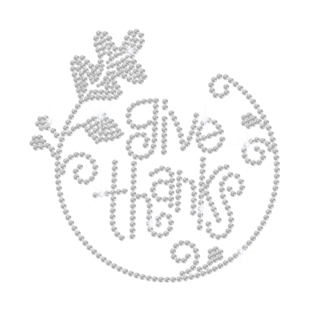 Crystal Give Thanks Iron on Rhinestone Transfer Decal