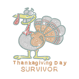 Thanksgiving Day Survivor Iron on Rhinestone Transfer Motif