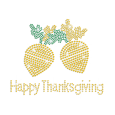 Happy Thanksgiving Iron on Rhinestone Transfer Motif - CSTOWN