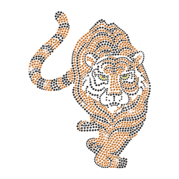 Gold Iron on Rhinestone Tiger Transfer for t shirt