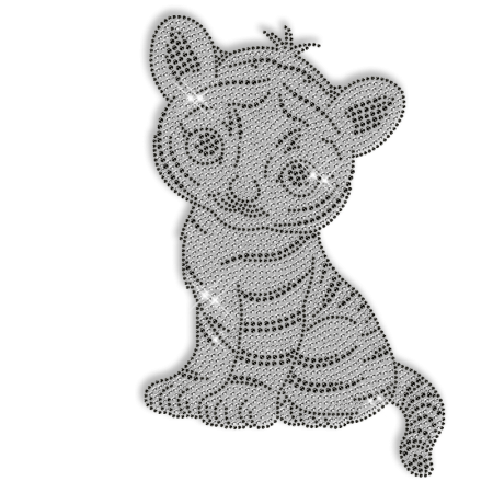 Cute Crystal Tiger Hot Fix Rhinestone Transfer