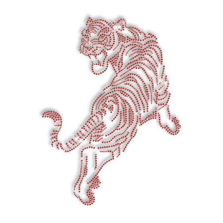Red Rhinestud Tiger Iron on Transfer Motif
