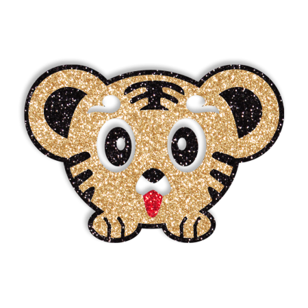 Cute Glitter Tiger Head Hot Fix Transfer Motif