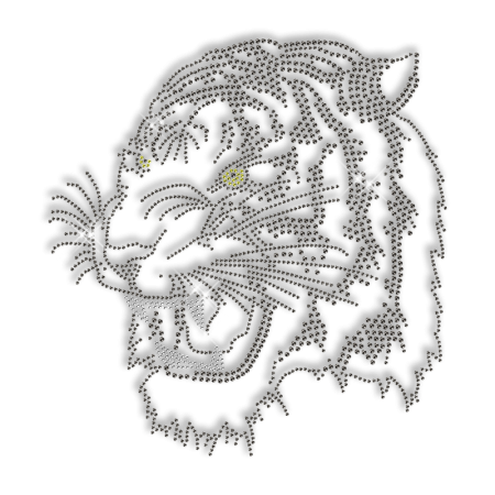 Rhinestone Crystal Tiger Head Iron On Design