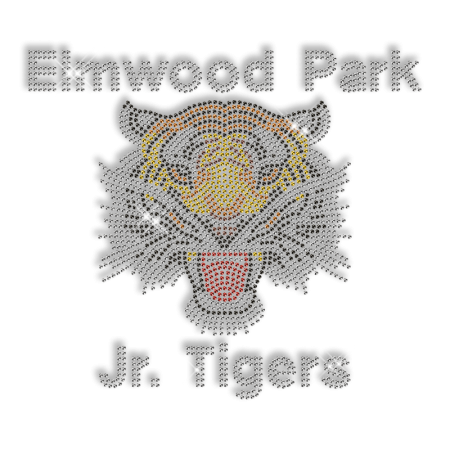 Custom Cool Sparkle Elmwood Park Jr. Tigers Rhinestone Iron on Transfer Motif for Shirts