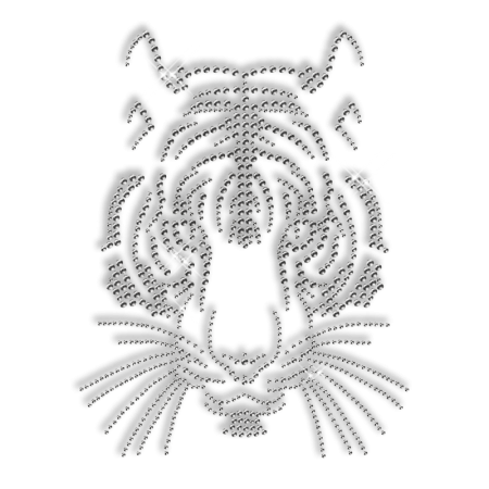 Custom Cool Sparkling Pure Crystal Tiger Head Diamante Iron on Transfer Pattern for Clothes