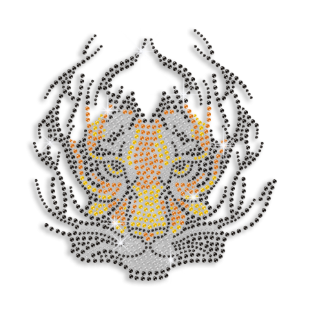 Scary Tiger Face Hotfix Rhinestone Transfer Design