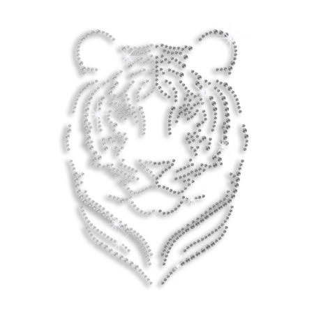 Cool Tiger Head Iron-on Rhinestone Transfer Moitf