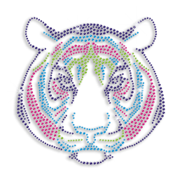 Cute Colorful Tiger Hotfix Rhinestone Transfer Motif