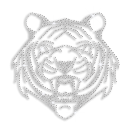 Jet Black Tiger Face Iron-on Rhinestone Transfer