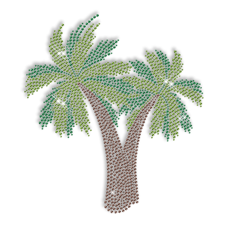 Custom Big Sparkle Rhinestone Coconut Palm Hotfix Transfer Design
