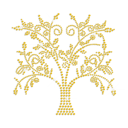 Iron on Yellow Rhinestone Tree Transfer