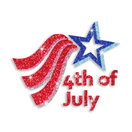 4 of July Celebration Bling Glitter Iron-on Transfer