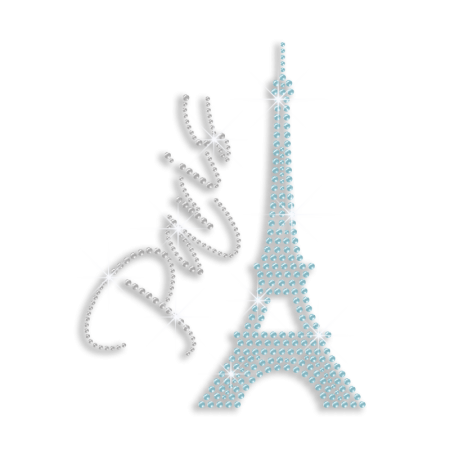 Bling Eiffel Tower in Paris Iron on Rhinestone Transfer