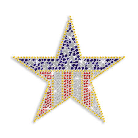 Pretty US Star Hot Fix Naihead Rhinestone Transfer