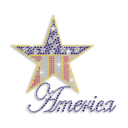 Shiny Star of America Iron-on Nailhead Rhinestone Transfer