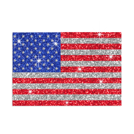 Glistering US Flag Hotfix Glitter Nailhead Iron on Transfer