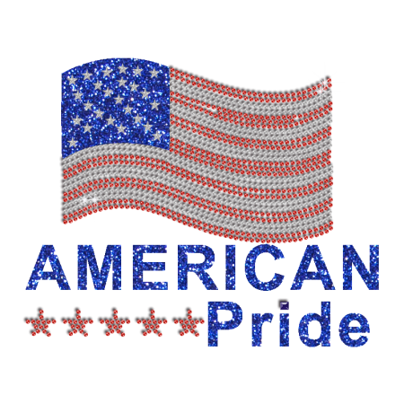 Bling American Pride Iron-on Rhinestone Glitter Transfer