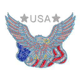 USA Bald Eagle Iron-on Rhinestone Glitter Transfer