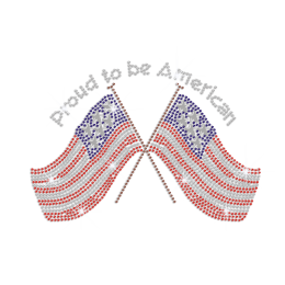 Proud to Be American Flag Iron on Rhinestone Transfer