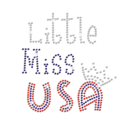 Cute Little Miss USA Iron-on Rhinestone Transfer