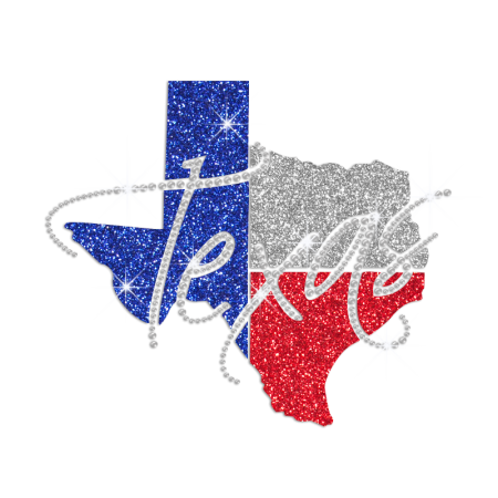 The State of Texas Pattern Iron-on Rhinestone Transfer