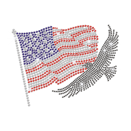 Waving American Flag & Powerful Bald Eagle Hotfix Rhinestone Transfer