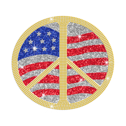 Custom Peace Sign in US Colors Hotfix Rhinestone Glitter Transfer