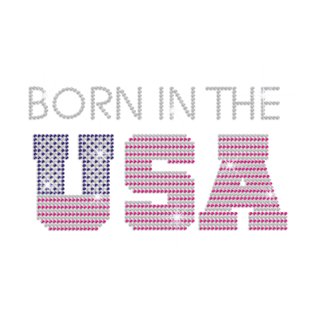 Born in the USA Iron on Rhinestone Transfer