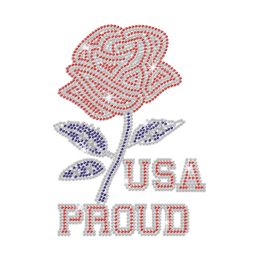 Proud Rose of USA Iron on Rhinestone Transfer