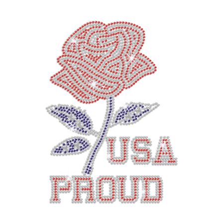 Proud Rose of USA Iron on Rhinestone Transfer