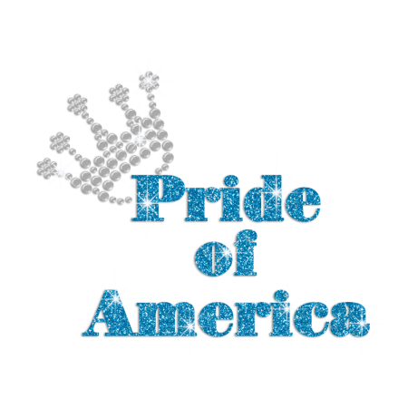 Pride Rhinestone Transfer Pride of America with A Crystal Crown Iron on Rhinestone Transfer - CSTOWN