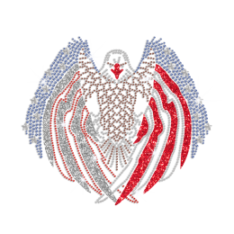 American Flag Eagle Spread The Wings Glitter Rhinestone Iron On