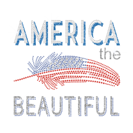 America The Beautiful Iron on Glitter Rhinestone Transfer Decal