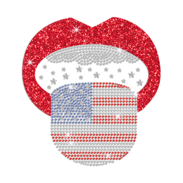 Red Lips with American Flag Tongue Iron on Glitter Rhinestone Transfer Decal