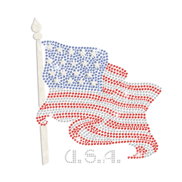 Glittering American Flag Crystal USA Iron on Rhinestone Transfer Decal