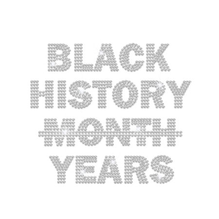 Glittering Black History Iron on Rhinestone Transfer Motif