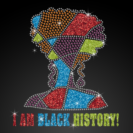 I Am Black History Beautiful Afro Girl Glitter Rhinestone Iron On