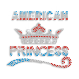 American Princess Crown Rhinestone Hotfix Transfer