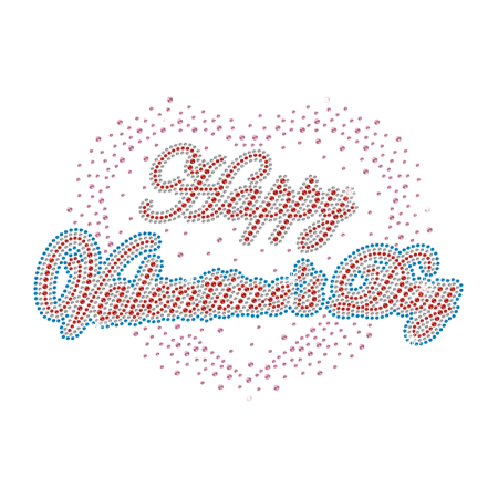 Bling Happy Valentine's Day Iron on Rhinestone Design