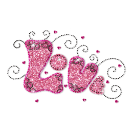 Sweet Pink LOVE Glitter Hot fix Motif Design