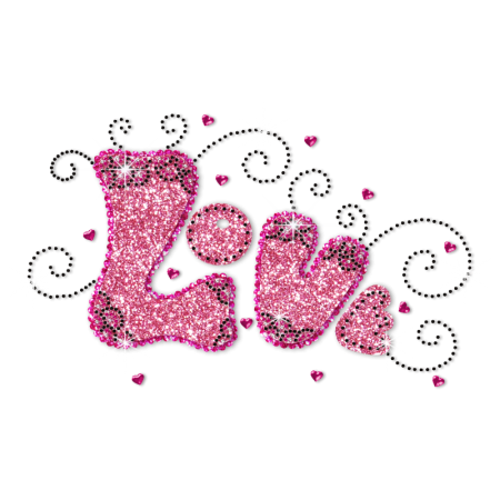 Sweet Pink LOVE Glitter Hot fix Motif Design